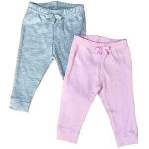 Sweet & Soft Gray and Pink Baby Pants Set, Size 0-3 M